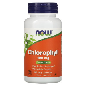 NOW, Chlorophyll 100 мг, 90 капс (90 порций)