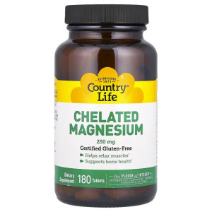 Country Life, Chelated Magnesium Glycinate, 180 табл