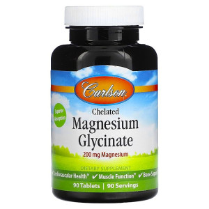 Carlson, Magnesium Glycinate 200 мг, 90 табл (90 порций)