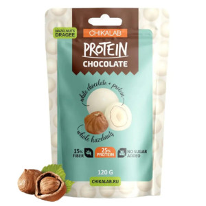 CHIKALAB, Фундук в белом шоколаде, 120 г
