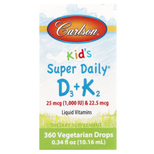 Carlson, Kids D3 + K2, 10,61 мл (360 порций)