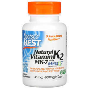 Doctor's Best, Natural Vitamin K2 MK-7 45 мкг, 60 капс (60 порций)