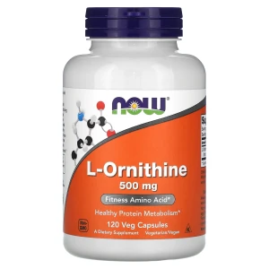 NOW, L-Ornithine 500 мг, 120 капс (40 порций)