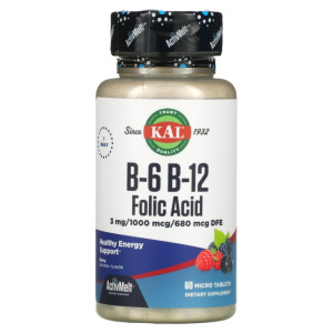 KAL, B6 B12 Folic Acid, 60 табл (60 порций)