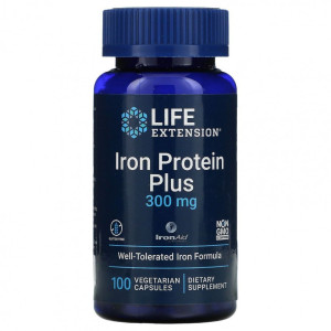 Life Extension, Iron Protein Plus 300 мг, 100 капс (100 порций)